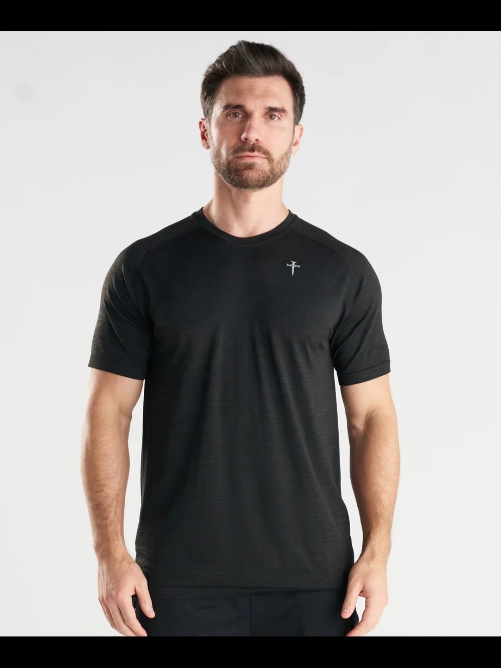 Three Nails Men's Black Performance Crew Tee with Subtle Logo